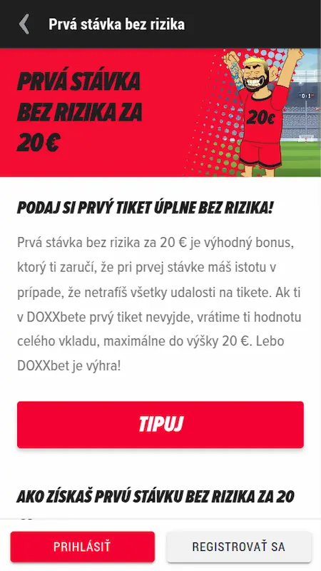 Prva stavka bez rizika DOXXbet