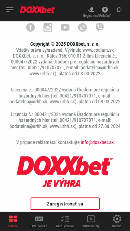 Licencia DOXXbet Kasino