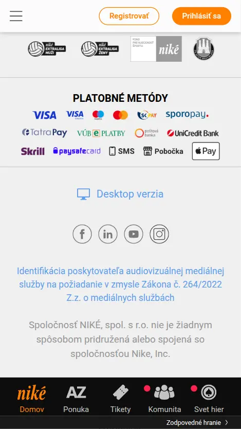 Platobné metódy Niki Casino