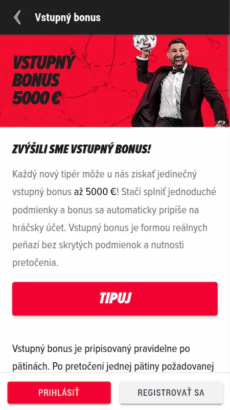 Vstupný bonus DOXXbet