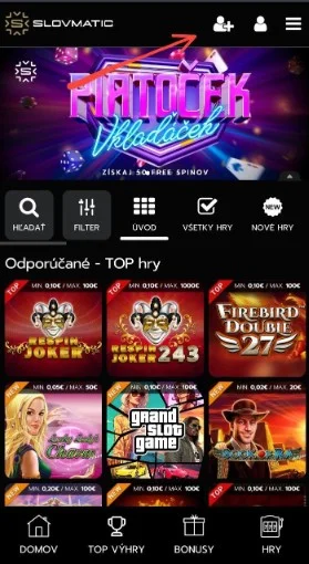 Otvor registračnú stránku