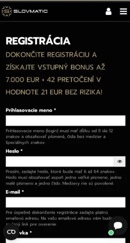 Vytvor prihlasovacie údaje.