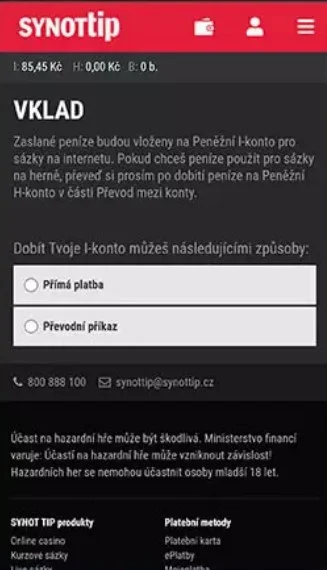 Otvor sekciu „Pokladňa“ alebo „Vklad“.