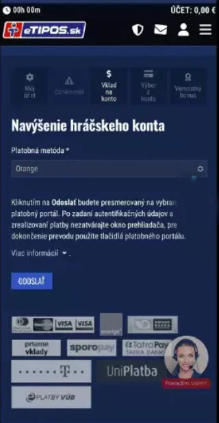 Otvorte sekciu „Platby“