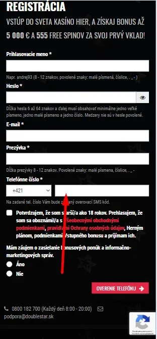 Potvrďte telefónne číslo.