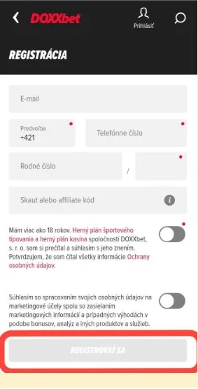 Dokončite registráciu.