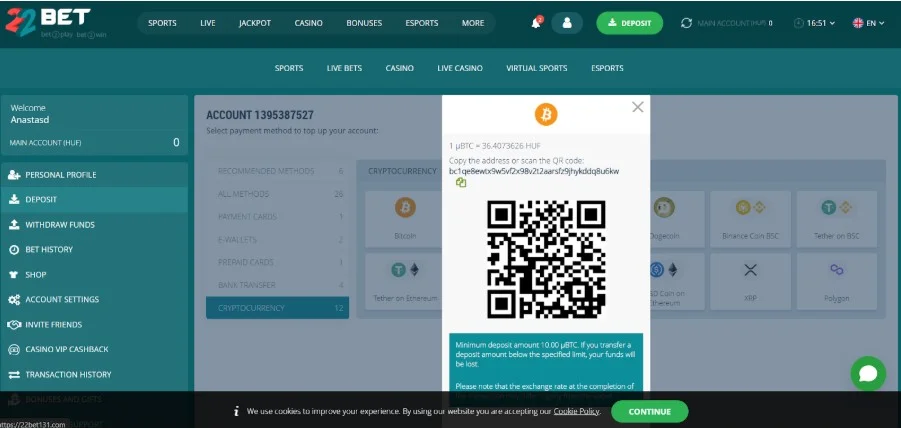 Pripravte vklad do kasína.