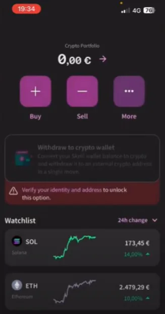 Prejdite do sekcie „Kúpiť kryptomenu“