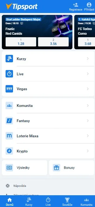 Prejdite na stránku Tipsport.