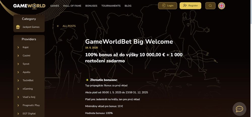 GameWorld Casino Uvítací Bonus