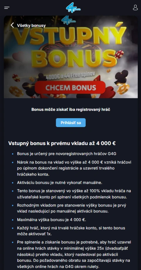 Štartovací bonus pre nových používateľov
