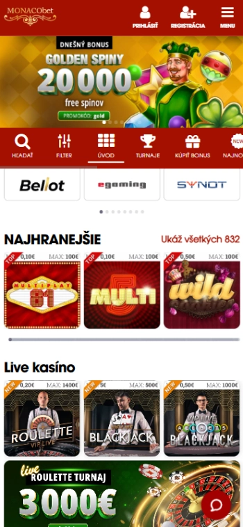 Monacobet s vkladom 10€