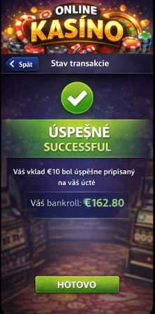 Počkajte na potvrdenie a pripísanie prostriedkov