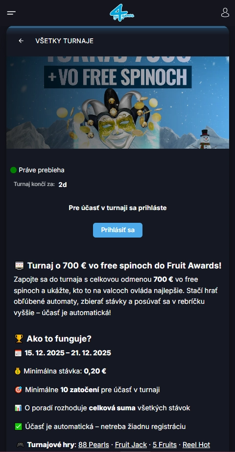 Turnaje ktoré práve bežia