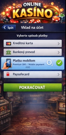 vyberte možnosť Vklad cez SMS O2