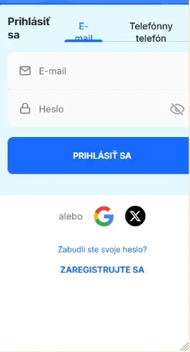 Prihlásenie do profilu.