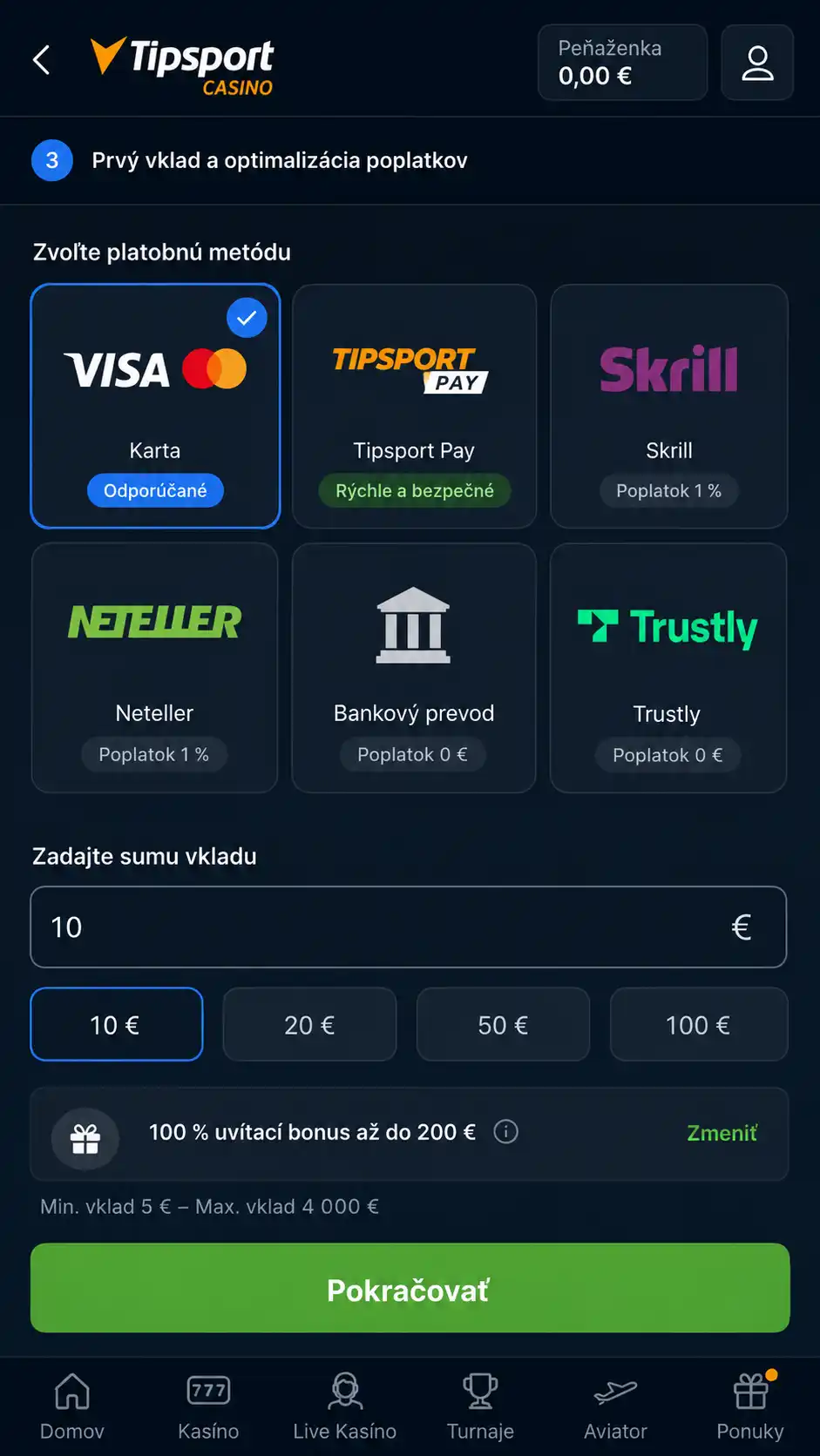 Prvý vklad a optimalizácia poplatkov